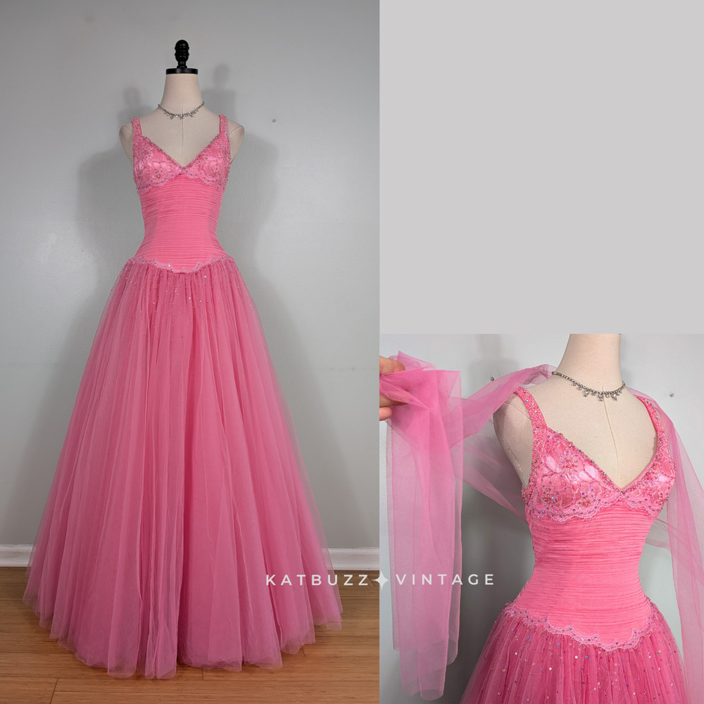 Y2K Alyce Prom Dress Maxi Ball Gown 6 Fairy Princess Tulle Bead Lace Strapless